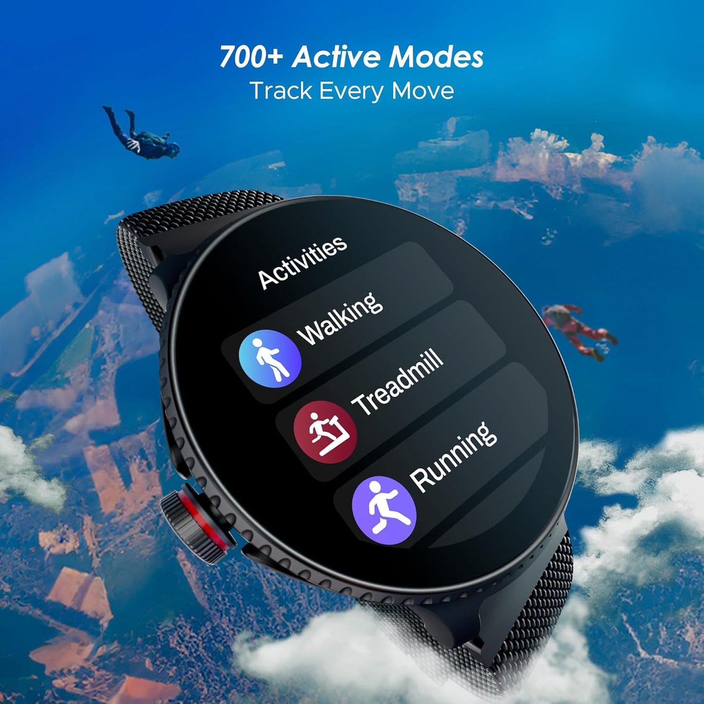 Boat Lunar Discovery w/ 1.39" (3.5 cm) HD Display, Turn-by-Turn Navigation, DIY Watch Face Studio, Bluetooth Calling, Emergency SOS, QR Tray, Smart Watch for Men & Women(Active Black)