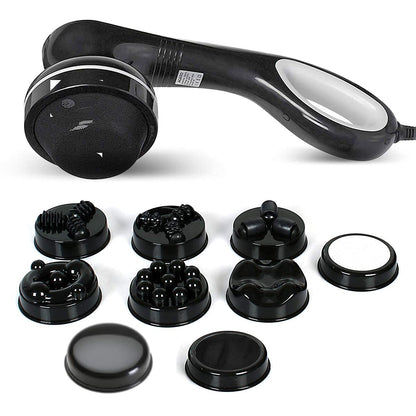 AGARO Relaxo Electric Handheld Full Body Massager with 8 Massage Heads, 5 Mode & 6 Speed Settings for Muscle Relief & Relaxation (Black), Back, Leg & Foot.