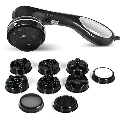AGARO Relaxo Electric Handheld Full Body Massager with 8 Massage Heads, 5 Mode & 6 Speed Settings for Muscle Relief & Relaxation (Black), Back, Leg & Foot.