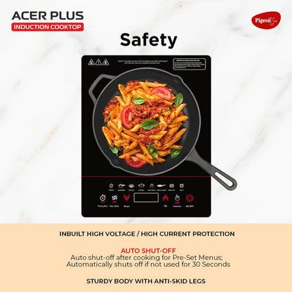 Pigeon By Stovekraft ABS Plastic Acer Plus Induction Cooktop 1800 Watts With Feather Touch Control - Black