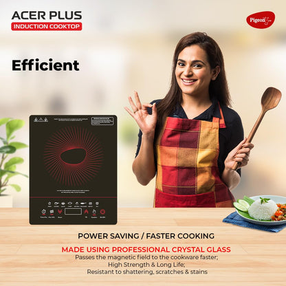 Pigeon By Stovekraft ABS Plastic Acer Plus Induction Cooktop 1800 Watts With Feather Touch Control - Black