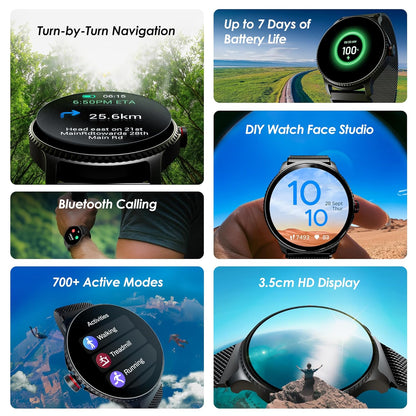 Boat Lunar Discovery w/ 1.39" (3.5 cm) HD Display, Turn-by-Turn Navigation, DIY Watch Face Studio, Bluetooth Calling, Emergency SOS, QR Tray, Smart Watch for Men & Women(Active Black)
