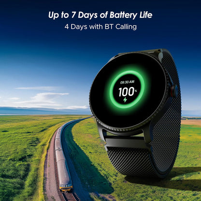 Boat Lunar Discovery w/ 1.39" (3.5 cm) HD Display, Turn-by-Turn Navigation, DIY Watch Face Studio, Bluetooth Calling, Emergency SOS, QR Tray, Smart Watch for Men & Women(Active Black)